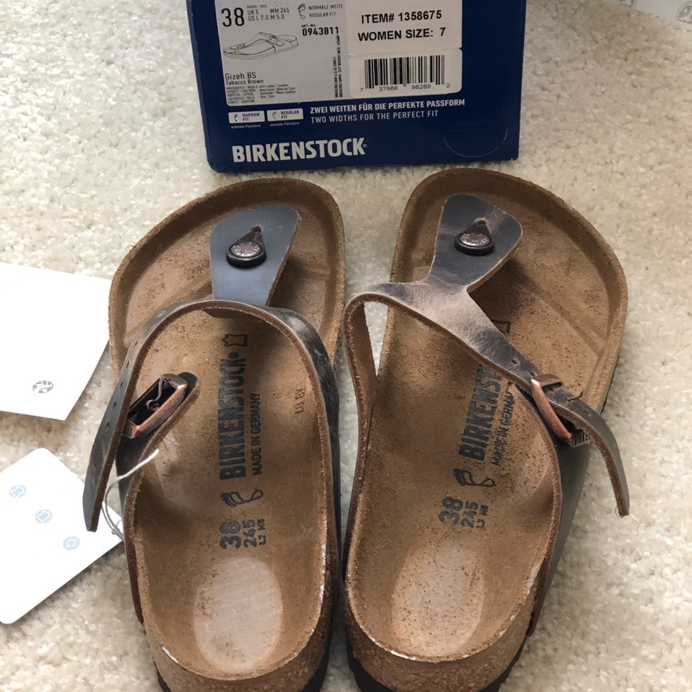 NWT Birkenstock Gizeh Tobacco Brown Sandals US7